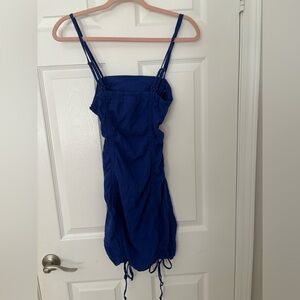 blue dress with cut out in stomach area.